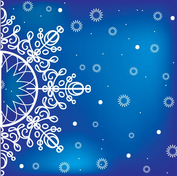 Fondo azul invierno con copo de nieve — Archivo Imágenes Vectoriales