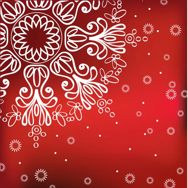 Fond rouge d'hiver avec flocon de neige — Image vectorielle