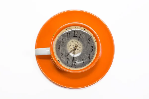 Tazza di caffè con il quadrante dell'orologio — Foto Stock