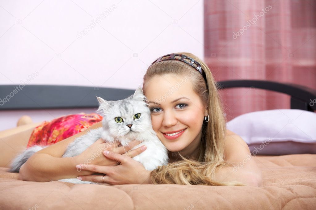 The girl with a cat