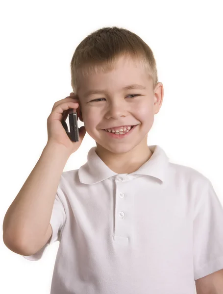 Garçon parlant sur un téléphone portable — Photo