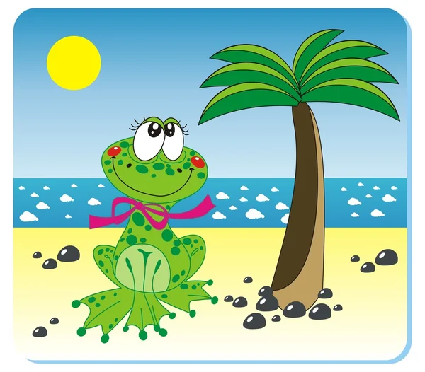 Frog on the beach — Stock Vector
