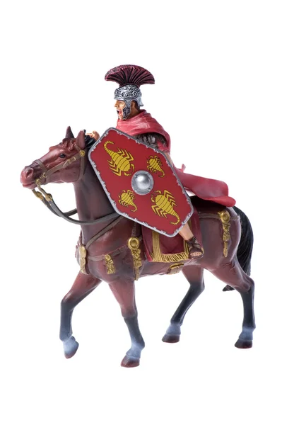 Игрушечная лошадь с рыцарем — стоковое фото