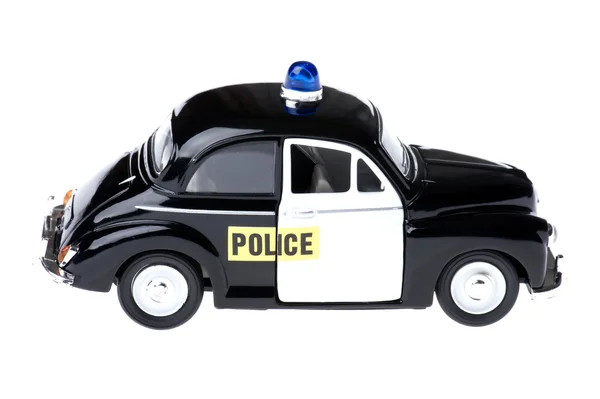Leksak polisbil på vit Stockfoto