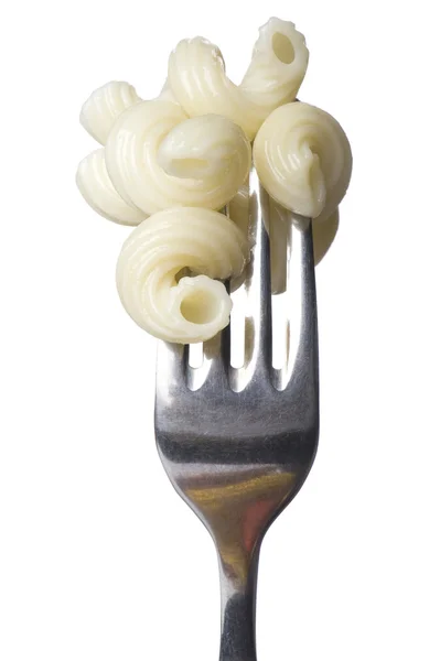 Pasta op vork close-up — Stockfoto