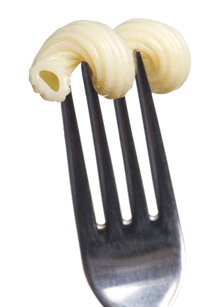 Pasta på gaffel makro - Stock-foto