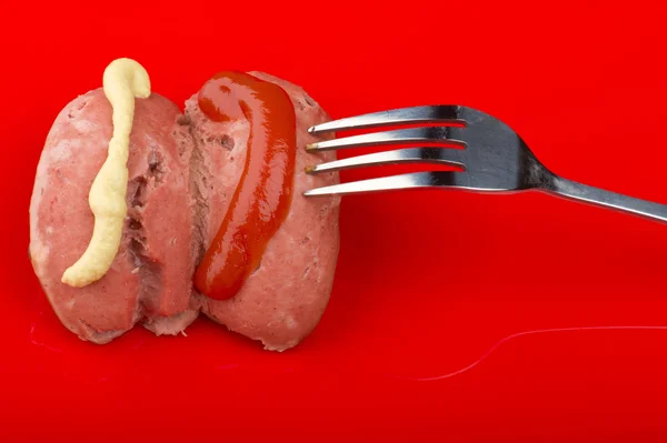Frankfurter com ketchup — Fotografia de Stock