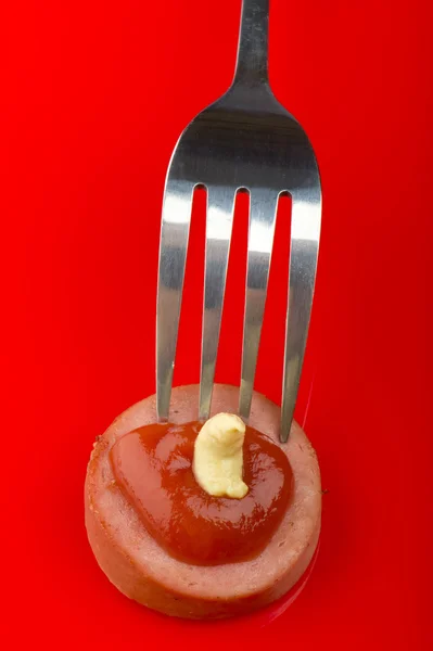 Frankfurter ketchup és mustár Stock Kép