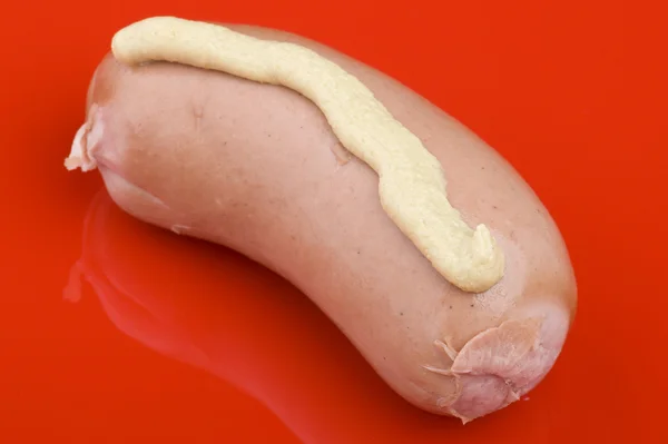 Sausage with mustard — Stockfoto