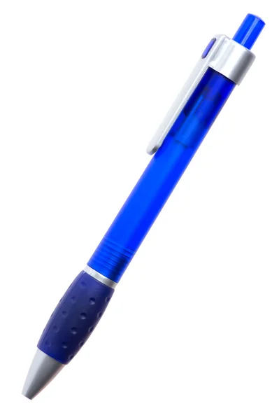 Penna blu su bianco — Foto Stock