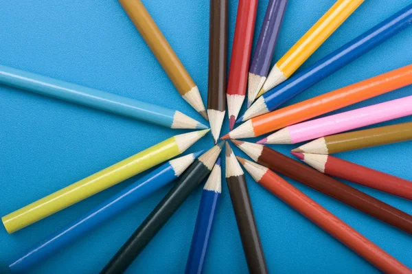 Crayon close up on blue — Stock Photo, Image
