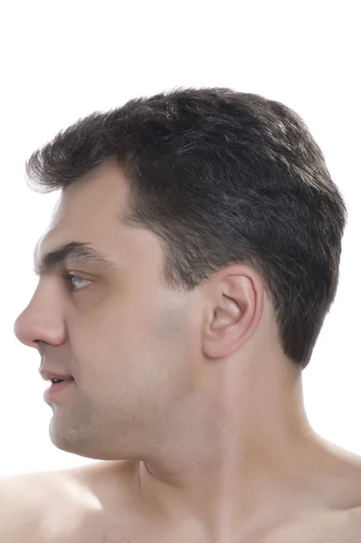 Shave men close up on white — Stock Photo, Image