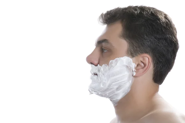 Shave men close up on white — Stock Photo, Image