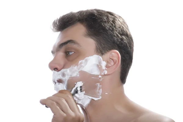 Shave uomini isolati su bianco — Foto Stock