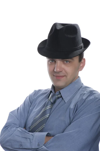 Чоловіки на чорному капелюсі крупним планом — стокове фото