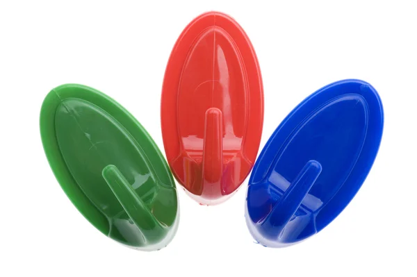 Colored plastic hook isolated on white — Stock Photo, Image