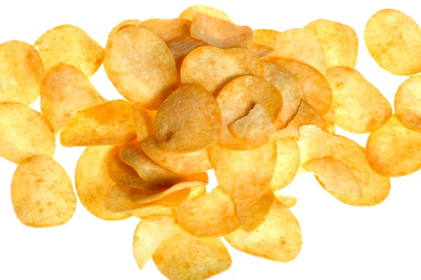 Chips auf Weiß Nahaufnahme — Stockfoto