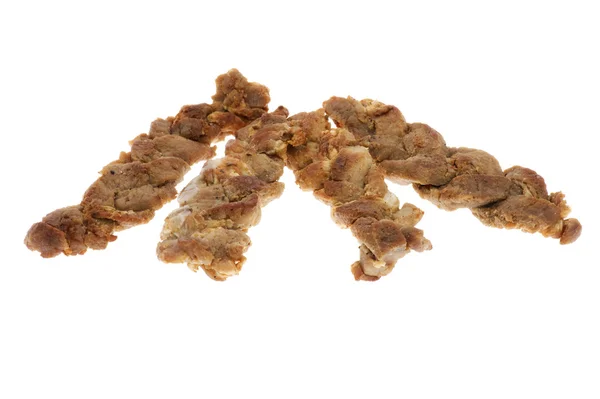 Carne frita no fundo branco — Fotografia de Stock