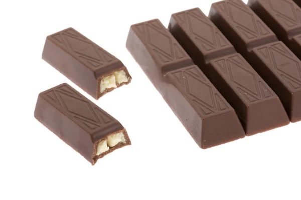 Chocolade op wit close-up — Stockfoto