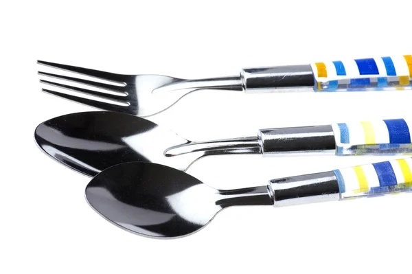 Utensil spoon with fork macro — Stock Photo, Image