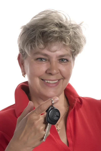 Woman with car key — Stock Photo, Image