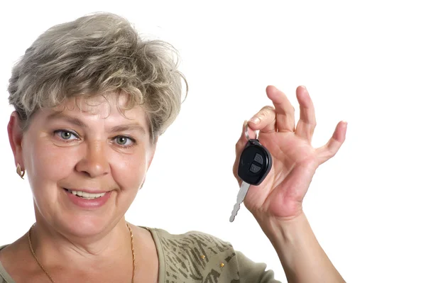 Woman with car key close up — Stock Photo, Image
