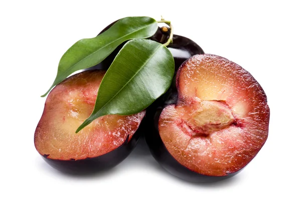 Cutting plum close up — Stock Photo, Image