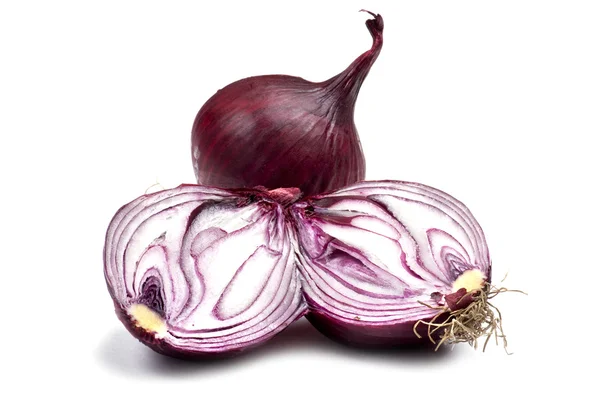 Cutting red onion close up — Stock Photo, Image