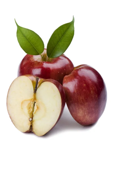 Cutting apple on white background — Stock Photo, Image
