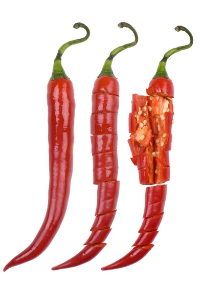 Rode peper op witte — Stockfoto