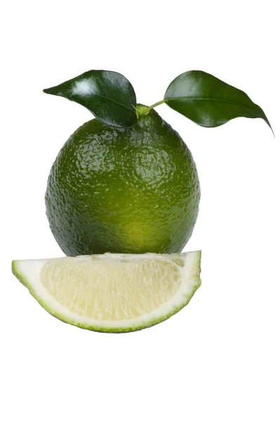Cutting lime on white background — Stock Photo, Image