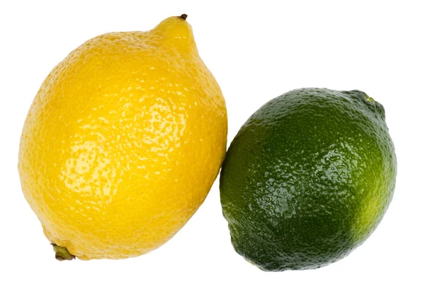 Lime with lemon on white macro — Stock Photo, Image
