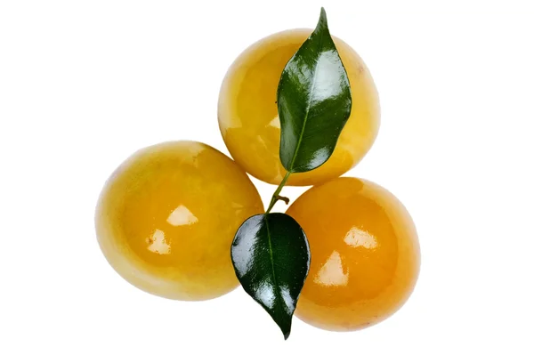 Prune jaune isolée sur blanc — Photo