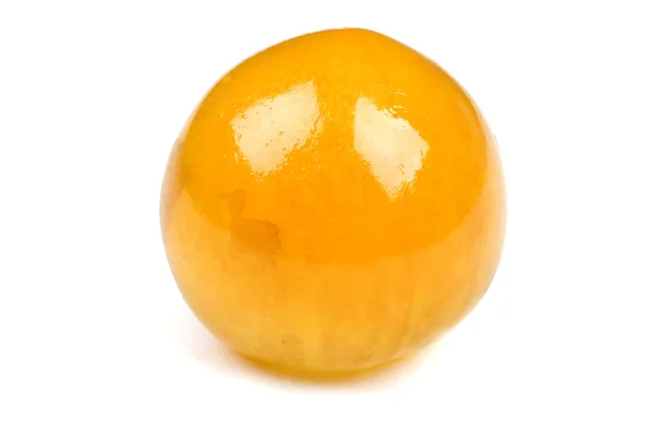 Yellow plum on white close up — Stock Photo, Image