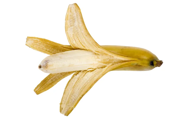 Banana en blanco de cerca — Foto de Stock