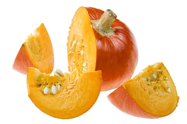 Ripe pumpkin isolated on white close up — Stock Photo, Image
