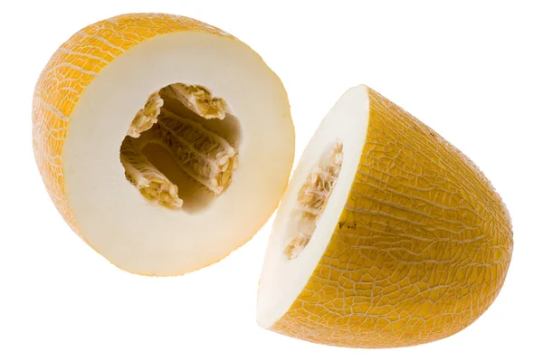 Melão maduro isolado em branco — Fotografia de Stock
