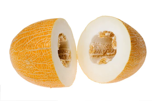 Zralý meloun izolovaných na bílém makro — Stock fotografie
