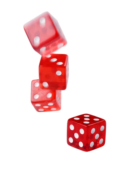Rött spel kub på nära håll — Stockfoto