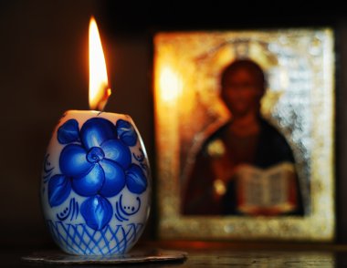 Candle and orthodoxy icon clipart