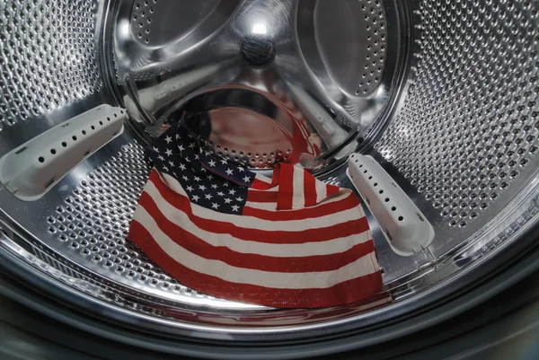 stock image American flag in barrel of laundry washer