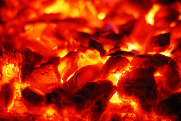 오븐에 있는 살아있는 석탄 — 스톡 사진