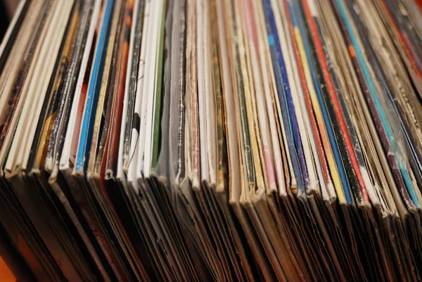 stock image Lot of records in sleeves