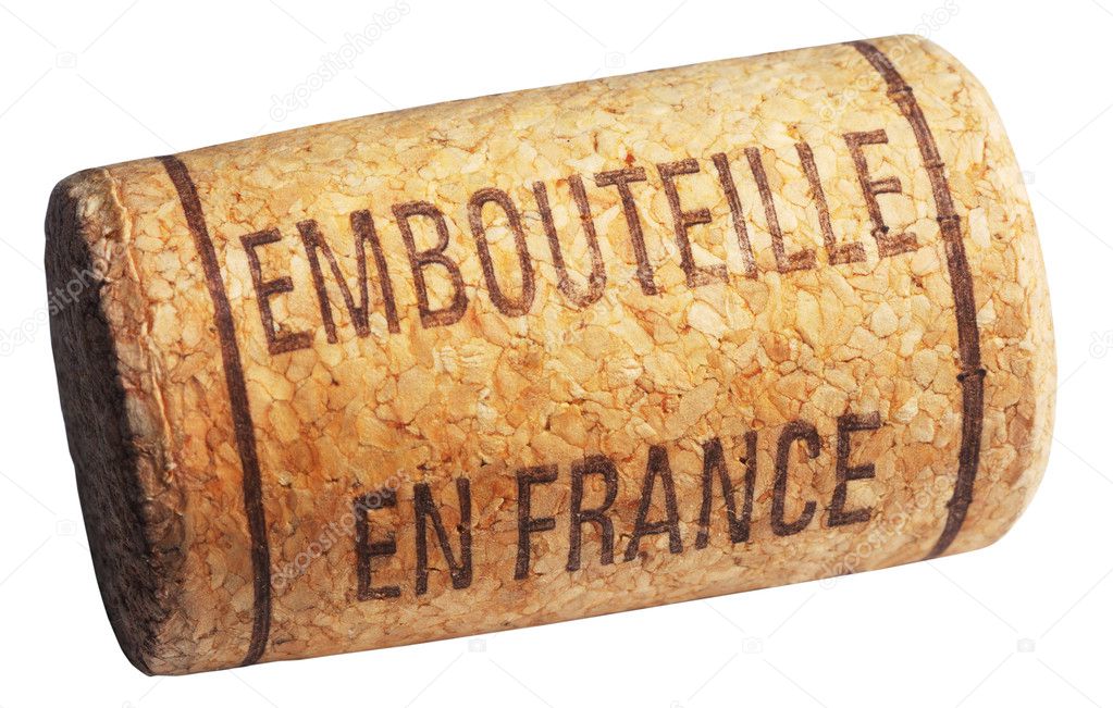 Wine cork with inscription embouteille en France