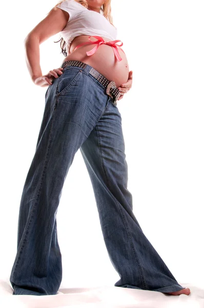Έγκυος γυναίκα περιμένει για ένα παιδί - κορίτσι — Φωτογραφία Αρχείου