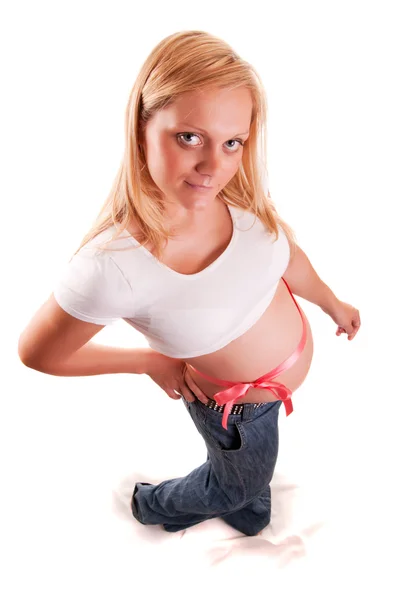 Έγκυος γυναίκα περιμένει για ένα παιδί - κορίτσι — Φωτογραφία Αρχείου