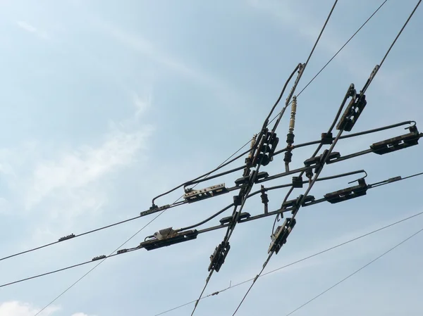 stock image Tramway wire on sky background