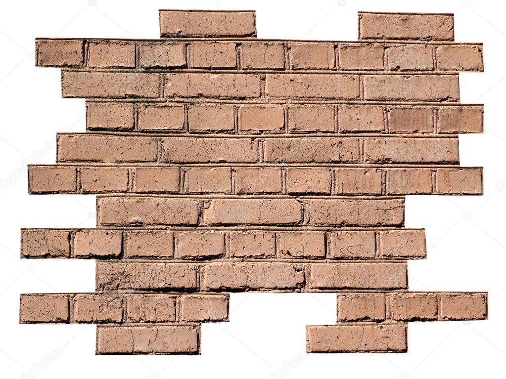 Red brick wall isolated