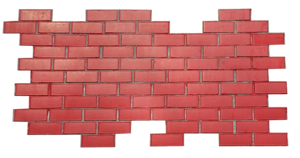 Красная кирпичная стена изолирована на белом — стоковое фото