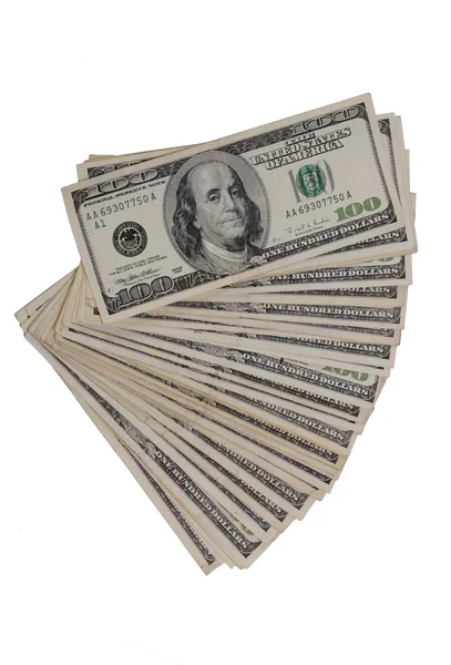 Stack of one hundred dollar bills. — Stockfoto
